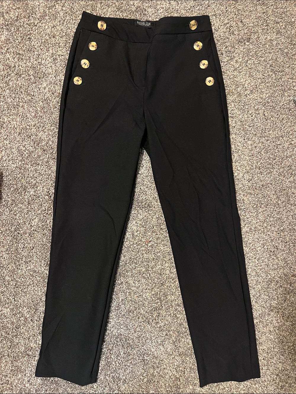 Rachel Zoe Black Tailored Pants with Contrast Waistband